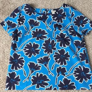 j. crew blue floral blouse. Size M